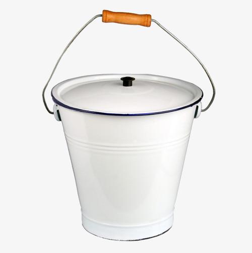 复古搪瓷白桶【高清产品实物png素材】-90设计