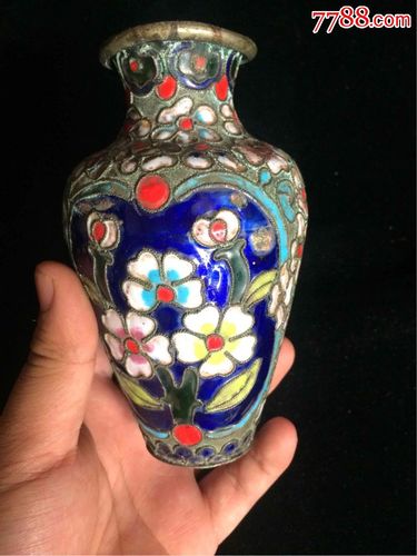 民国或50年代掐丝珐琅小花瓶景泰蓝花瓶摆件老物件如图